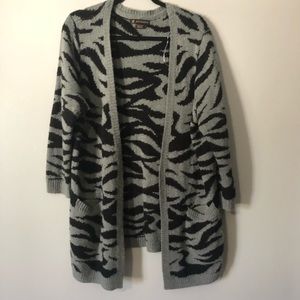Zebra print knit boyfriend cardigan
